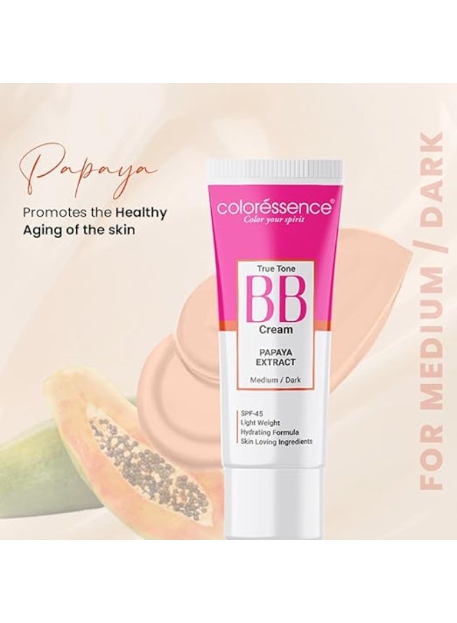 Coloressence True Tone BB Cream for Face Makeup SPF-45, Papaya Extract, 25gm | Lightweight Foundation | | Hydrating Formula | Natural Glow - Image 2